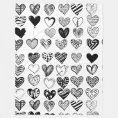 Schattige zwarte-hartenkrabbeltekening fleece deken (Voorkant)