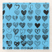 Schattige zwarte-hartenkrabbeltekening glazen onderzetter (Voorkant)