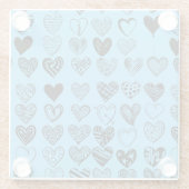 Schattige zwarte-hartenkrabbeltekening glazen onderzetter (Achterkant)