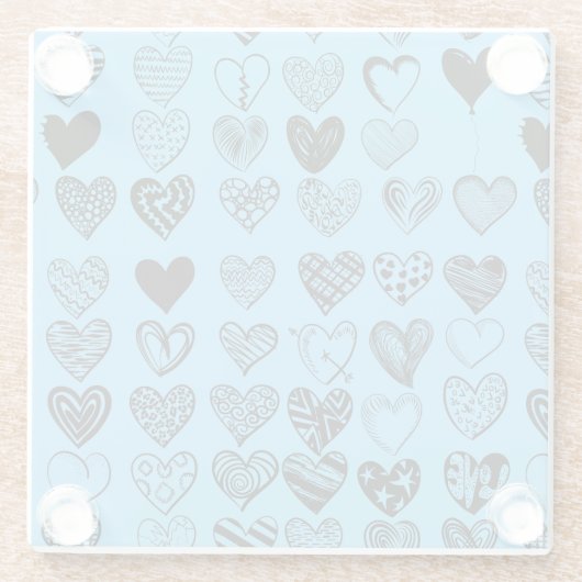 Schattige zwarte-hartenkrabbeltekening glazen onderzetter (Achterkant)