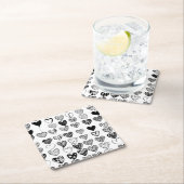 Schattige zwarte-hartenkrabbeltekening kartonnen onderzetters (Insitu)