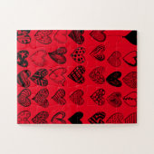 Schattige zwarte-hartenkrabbeltekening legpuzzel (Horizontaal)