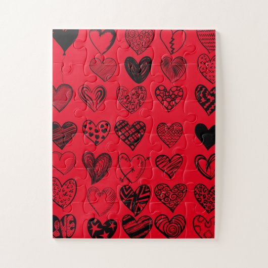 Schattige zwarte-hartenkrabbeltekening legpuzzel (Verticaal)