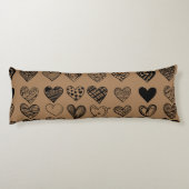 Schattige zwarte-hartenkrabbeltekening lichaamskussen (Achterkant)