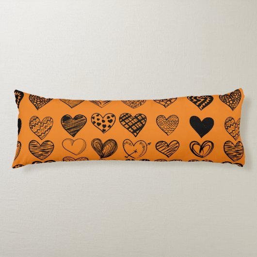 Schattige zwarte-hartenkrabbeltekening lichaamskussen (Voorkant)