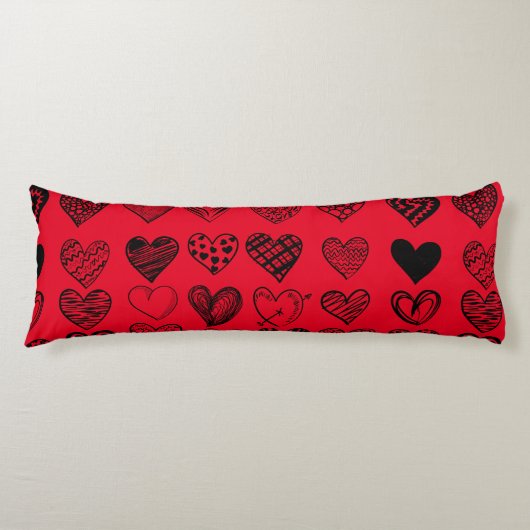 Schattige zwarte-hartenkrabbeltekening lichaamskussen (Voorkant)