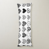 Schattige zwarte-hartenkrabbeltekening lichaamskussen (Achterkant (Verticaal))