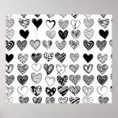 Schattige zwarte-hartenkrabbeltekening poster (Voorkant)