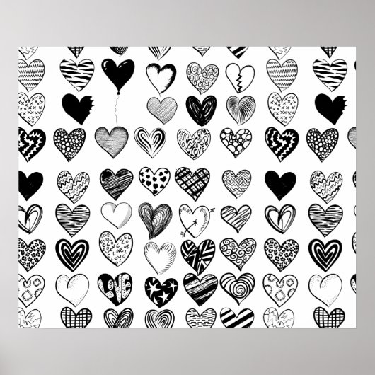 Schattige zwarte-hartenkrabbeltekening poster (Voorkant)