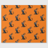Schattige Zwarte Heks Kat Kinderen Halloween Cadea Cadeaupapier (Vlak)