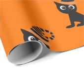 Schattige Zwarte Heks Kat Kinderen Halloween Cadea Cadeaupapier (Rol Hoek)