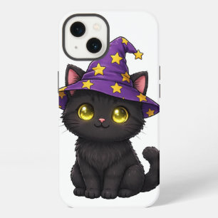 Schattige Zwarte Heksenkat Halloween Hoesje   Grie iPhone 13 Hoesje