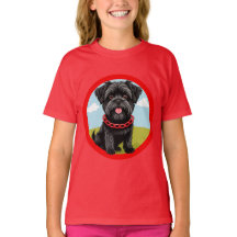 Schattige Zwarte Hond Met Rode Halsband in Cartoon