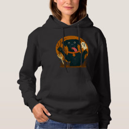 Schattige zwarte hond met spook hoodie