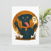 Schattige zwarte hond met spook kaart (Staand voorkant)