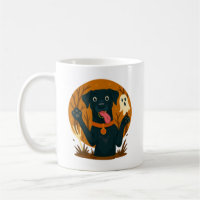 Schattige zwarte hond met spook
