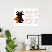 Schattige Zwarte Jaar van de Geit Kalender 2027 Poster (Thuiskantoor)