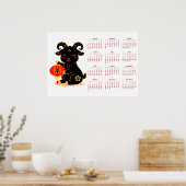 Schattige Zwarte Jaar van de Geit Kalender 2027 Poster (Keuken)