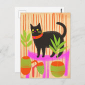 Schattige zwarte kat briefkaart (Voorkant / Achterkant)