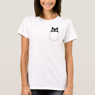 Schattige Zwarte Kat die uit Zak gluurt T-shirt
