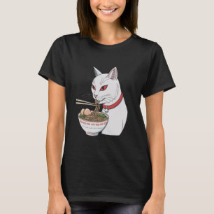 Schattige zwarte kat eet Ramen Japanse esthetiek T-shirt