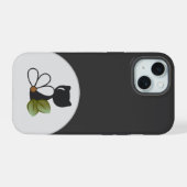 Schattige Zwarte Kat en bloem – Persoonlijk iPhone 15 Case (Achterkant horizontaal)