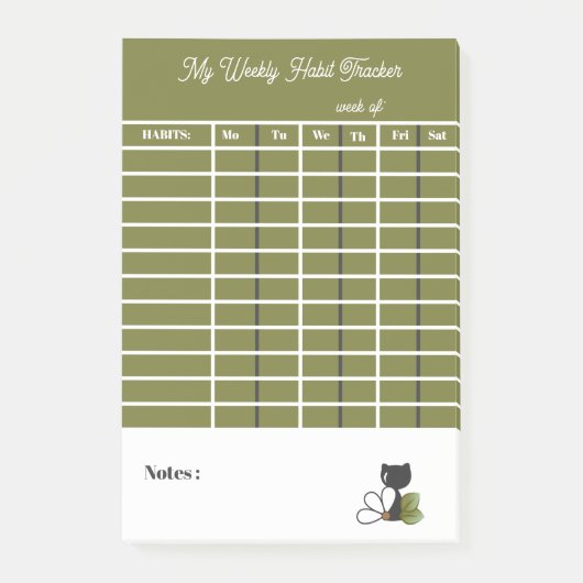 Schattige Zwarte Kat en bloem – Persoonlijk Post-it® Notes (Voorkant)