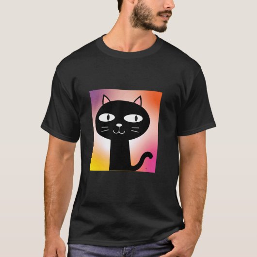 Schattige Zwarte Kat en Grote Ogen T-shirt (Voorkant)