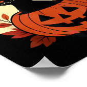 Schattige Zwarte Kat En Jack O Lantern Pompoen Poster (Hoek)