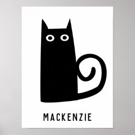 Schattige Zwarte Kat Gepersonaliseerd Poster