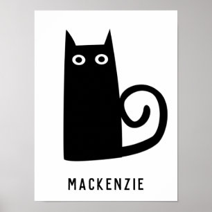 Schattige Zwarte Kat Gepersonaliseerd Poster