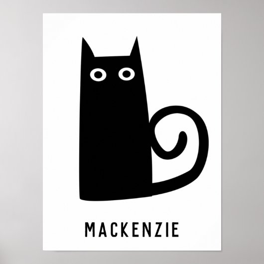 Schattige Zwarte Kat Gepersonaliseerd Poster (Voorkant)