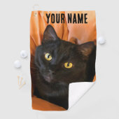 Schattige Zwarte Kat Golfhanddoek (Insitu)