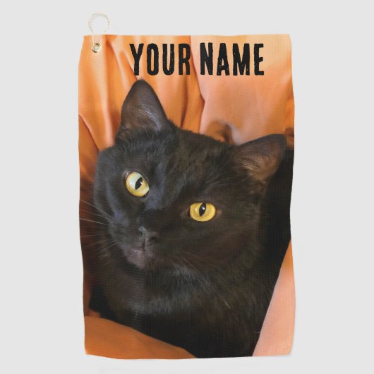 Schattige Zwarte Kat Golfhanddoek (Voorkant)