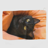 Schattige Zwarte Kat Golfhanddoek (Horizontaal)