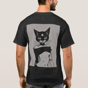 Schattige Zwarte Kat Goth Esthetiek Anime Kunst T-shirt