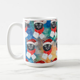 Schattige Zwarte Kat Grappige Kerstvakantie Koffiemok