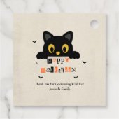 Schattige Zwarte Kat Halloween Bedankjes Labels (Achterkant)