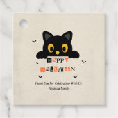 Schattige Zwarte Kat Halloween Bedankjes Labels (Voorkant)