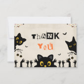 Schattige Zwarte Kat Halloween Bedankkaart (Voorkant)