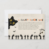 Schattige Zwarte Kat Halloween Bedankkaart (Achterkant)