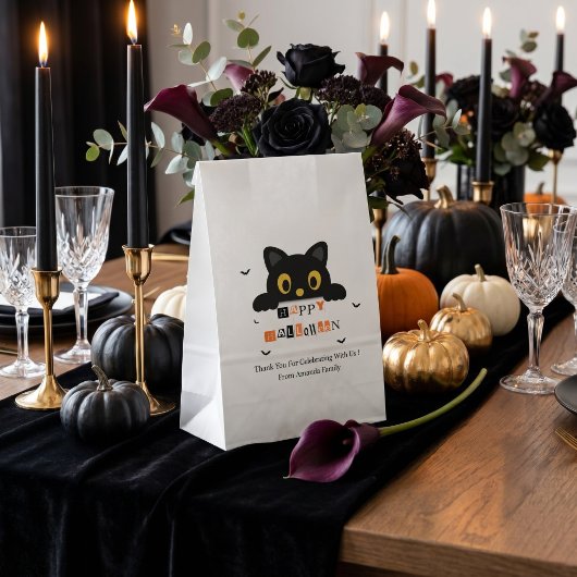 Schattige Zwarte Kat Halloween Bedankzakje