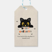 Schattige Zwarte Kat Halloween Cadeaulabel (Voorkant)
