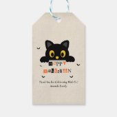 Schattige Zwarte Kat Halloween Cadeaulabel (Achterkant)