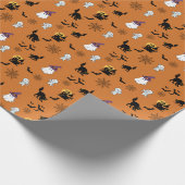 Schattige Zwarte Kat Halloween Cadeaupapier (Hoek)