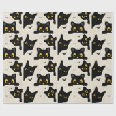 Schattige Zwarte Kat Halloween Cadeaupapier (Vlak)