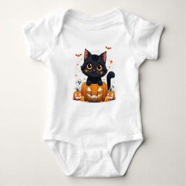 Schattige Zwarte Kat Halloween Kawaii Romper