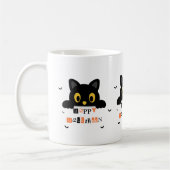 Schattige Zwarte Kat Halloween Koffiemok (Links)