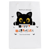 Schattige Zwarte Kat Halloween Medium Cadeauzakje (Voorkant)