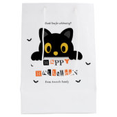 Schattige Zwarte Kat Halloween Medium Cadeauzakje (Achterkant)